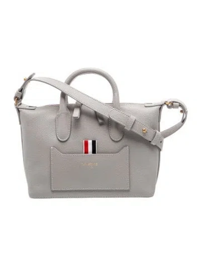 Pre-owned Thom Browne Leather Top Handle Bag In Grey