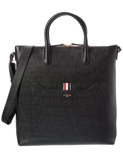 Thom Browne Leather Tote In Black