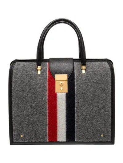 Pre-owned Thom Browne Leather Tote In Grey
