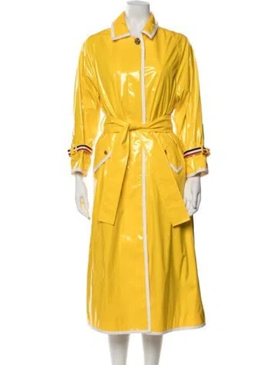 Pre-owned Thom Browne Leather Trench Coat In Yellow