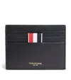 Thom Browne Leather Tricolour Card Holder In Black