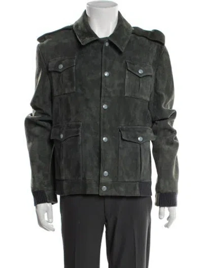 Pre-owned Thom Browne Leather Utility Jacket In Green