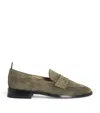 Thom Browne Leather Varsity Penny Loafers In Green