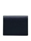 Thom Browne Double Card Holder In Pebble Grain Leather Accessories In Blue