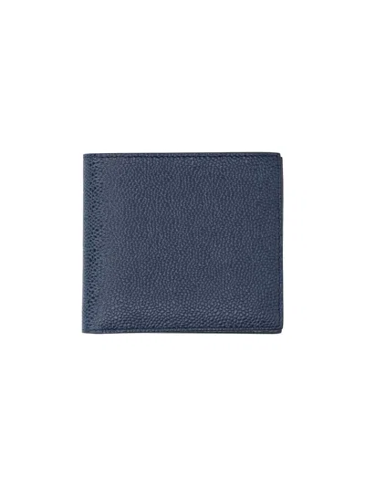 Thom Browne Pebbled Leather Bifold Wallet In Blue