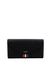THOM BROWNE LEATHER WALLET WITH LOGO PRINT