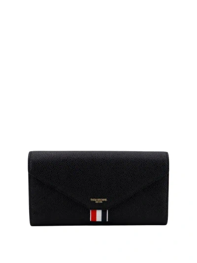THOM BROWNE LEATHER WALLET WITH LOGO PRINT