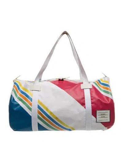Pre-owned Thom Browne Leather Weekender Bag In Multicolor