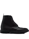 Thom Browne Leather Wingtip Boots In Brown