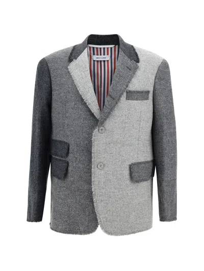 Thom Browne Light And Dark Grey Wool Blazer