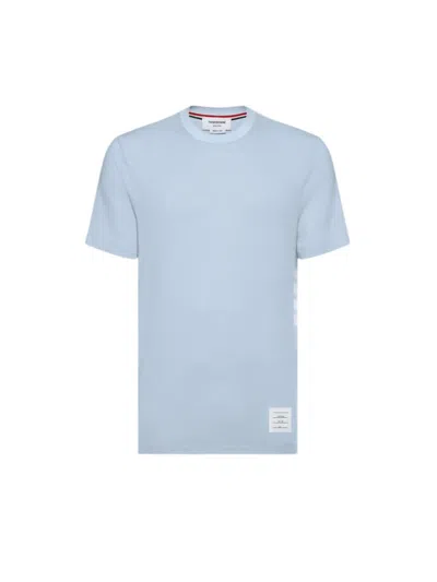 Thom Browne 4 Bar Pique Crewneck T-shirt In Blue