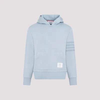 Thom Browne Light Blue Cotton Crewneck Hoodie Pullover In White
