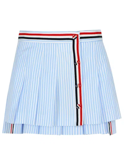 Thom Browne Light Blue Cotton Miniskirt Women
