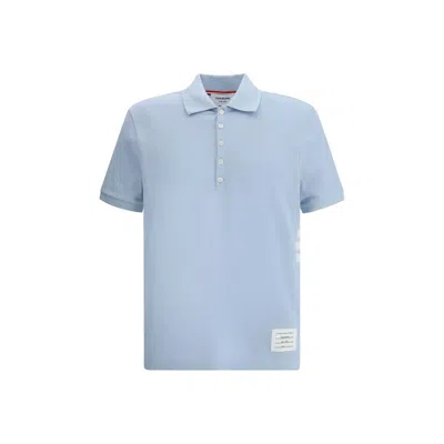 Thom Browne 4-bar Short-sleeved Polo Shirt In Blue