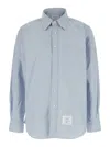 Thom Browne Light Blue Shirt With Button-down Collar And Striped Rwb Detail On The Rear In Cotton Ma