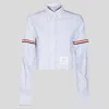 Thom Browne Light Blue Cotton Shirt In White