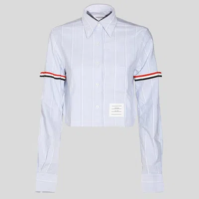 Thom Browne Light Blue Cotton Shirt In White