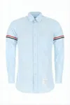 Thom Browne Light Blue Long-sleeve Button-up Shirt With Contrast Stripes