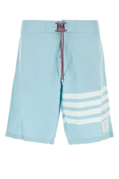 Thom Browne Light Blue Nylon Blend Swimming Shorts In Mediumblue