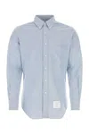 Thom Browne Light Blue Shirt With Button-down Collar And Striped Rwb Detail On The Rear In Cotton Man In Metallic