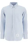 Thom Browne Light Blue Shirt With Button-down Collar And Striped Rwb Detail On The Rear
