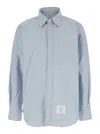 Thom Browne Light Blue Shirt With Button-down Collar And Striped Rwb Detail On The Rear