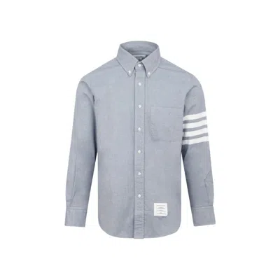 Thom Browne Men's Flannel 4 Bar Shirt In Gray