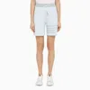 Thom Browne Light Blue Striped Cotton Bermuda Shorts Women In Blue