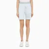 Thom Browne Light Blue Striped Cotton Bermuda Shorts Women In Blue
