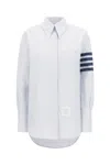 Thom Browne Striped Oxford Shirt With Pointed Collar In Blue