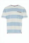 Thom Browne Light Blue Striped Short-sleeved T-shirt In Multi