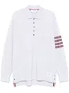 Thom Browne Striped Cotton Blend Polo Shirt With Pocket In White