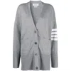 Thom Browne Oversized 4-bar Stripe Cardigan In Grey