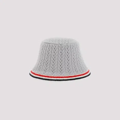 Thom Browne Cable-pointelle Bucket Hat In Grey