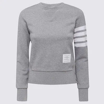 THOM BROWNE THOM BROWNE LIGHT GREY COTTON 4-BAR SWEATSHIRT