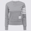 THOM BROWNE LIGHT GREY COTTON 4-BAR SWEATSHIRT