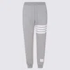 Thom Browne Striped Waffle-knit Cotton Sweatpants In Grey