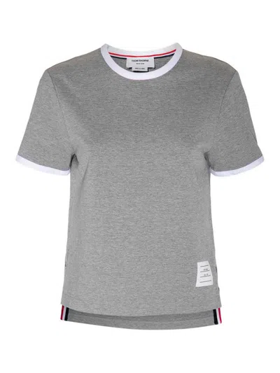 THOM BROWNE LIGHT GREY COTTON T-SHIRT