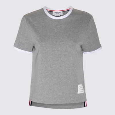 THOM BROWNE THOM BROWNE LIGHT GREY COTTON T-SHIRT