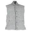 Thom Browne Light Grey Down Filled Shetland Snap Front Vest In Grey Wool In Grey