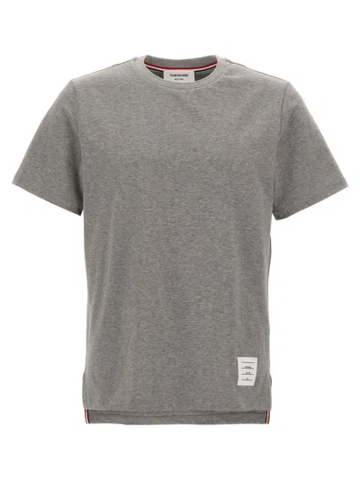 THOM BROWNE LIGHT GREY LOGO PATCH T-SHIRT