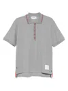 Thom Browne Polo Shirt Cotton Ribbed Collar In Gray