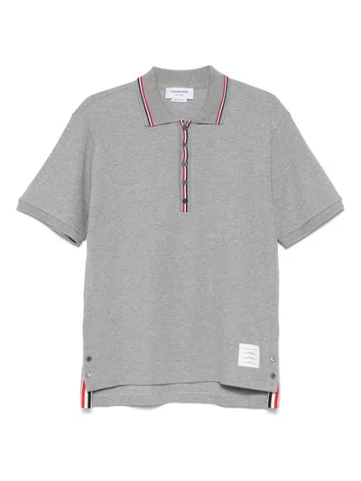 THOM BROWNE LIGHT GREY RWB COTTON POLO SHIRT