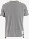 Thom Browne Light Grey Stripe-detail Cotton T-shirt In Gray