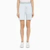 Thom Browne Light Blue Striped Cotton Bermuda Shorts Women In Blue