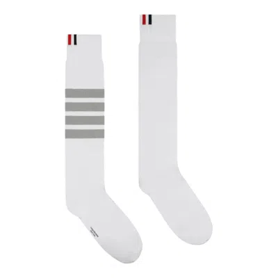 Thom Browne Lightweight Cotton 4-bar Mid Calf Socks Women In White