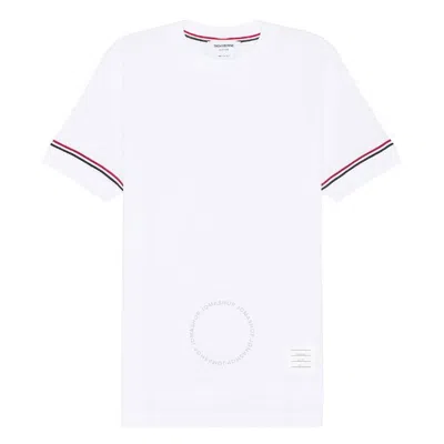 Thom Browne Lightweight Striped Cuff Cotton T-shirt In White