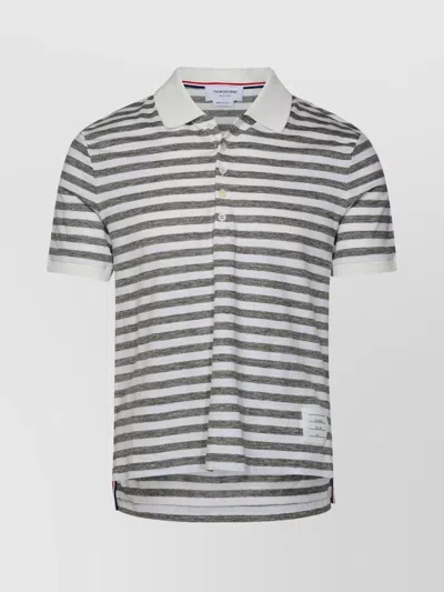 Thom Browne Linen Blend Polo Shirt In Multi