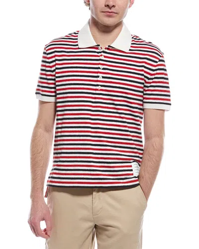 Thom Browne Linen-blend Polo Shirt In White