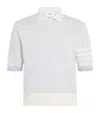Thom Browne 4-bar Linen And Cotton Polo Shirt In Blue